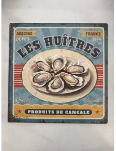 Plaque métal Huîtres Cancale