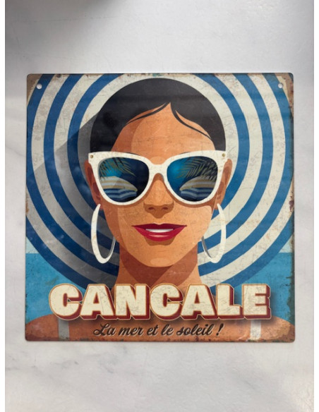 Plaque métal femme au chapeau Cancale