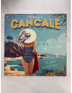 Plaque métal femme sur la Plage Cancale