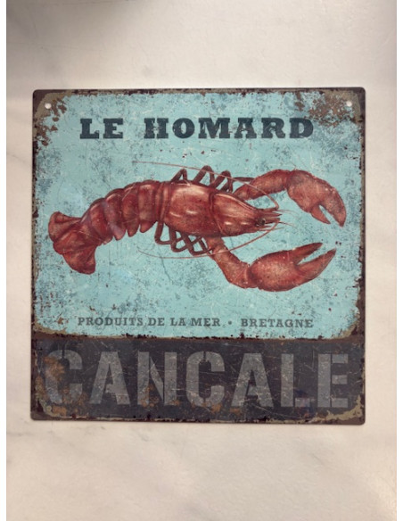 Plaque métal homard Cancale